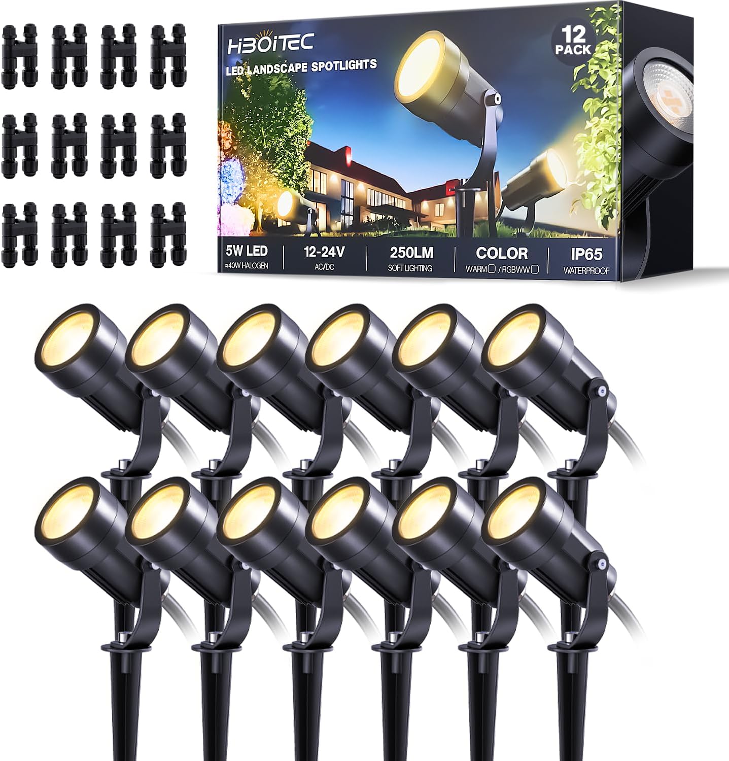Outdoor Lighting Connectors - Lot de 12 projecteurs LED 5W